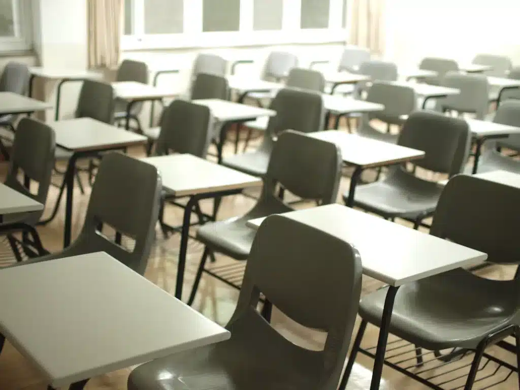 New Guidance For Data Protection In Schools 5 School desks with black chairs